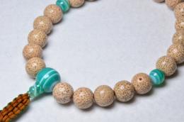 星月菩提樹22玉 緑縞瑪瑙仕立て