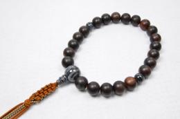 素挽き縞黒檀22玉　黒縞瑪瑙仕立て