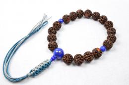 印度虎眼菩提樹　羅漢彫18玉ラピス仕立て