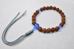 印度龍眼菩提樹　羅漢彫22玉ブルークォーツ仕立て