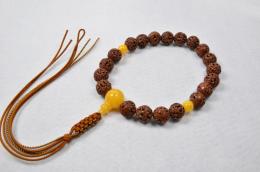 印度龍眼菩提樹　羅漢彫20玉乳琥珀仕立て