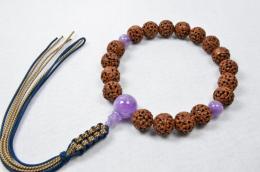 印度龍眼菩提樹　羅漢彫18玉藤雲石仕立て