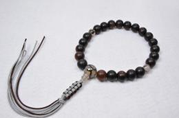 素挽き縞黒檀22玉　龍紋瑪瑙仕立て