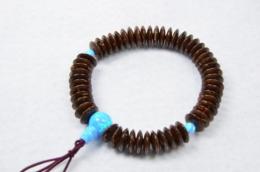 椰子の実3.5×10ミリ平玉　京都オパール仕立て 腕輪念珠